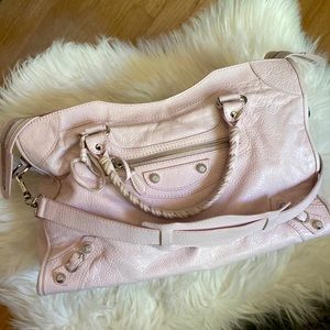 Light Pink Balenciaga City Giant Silver Hardware